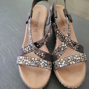 Studded leather wedge